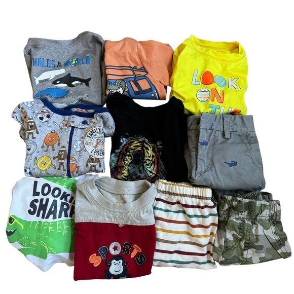Bundle Baby Boy 18M Set 10PC Lot Summer Shorts Tops Rush guards Shortall - Picture 1 of 6